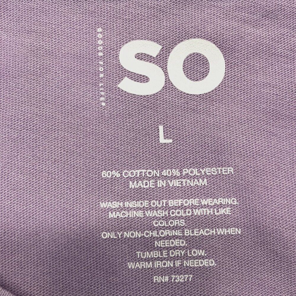 SO Juniors Long Sleeve V-neck Top Lavender Size Large - Picture 2 of 4